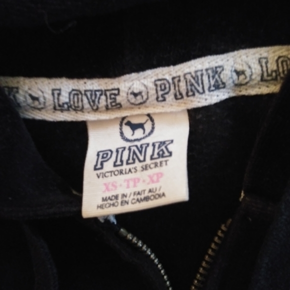 Xs black velour vs pink full zip - Picture 2 of 3